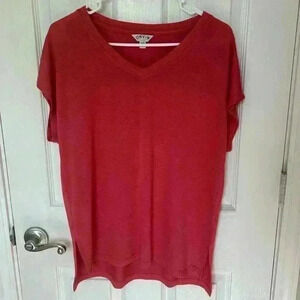 Orvis Tunic Top Coral Top Size Small Dolman Sleeve Lightweight Knit Short Sleeve